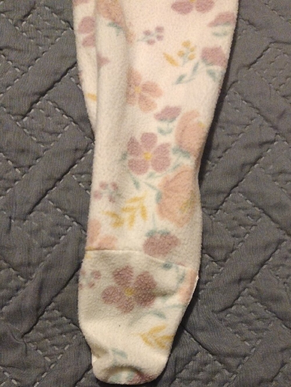 chick pea Cream Floral Footed One-Piece Pajamas - Picture 7 of 14